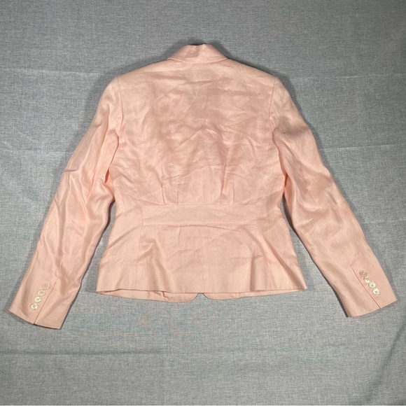 Ralph Lauren Linen Blazer Jacket Womens 2P Pink Notch Lapel Pockets Button Front - Picture 5 of 8